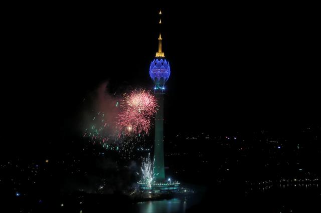 The Lotus Tower, the tallest tower in South Asia in shape of a 356-meter lotus and built with Chinese funding, is seen during its launching ceremony in Colombo, Sri Lanka September 16, 2019. Picture taken through a window. REUTERS/Dinuka Liyanawatte
