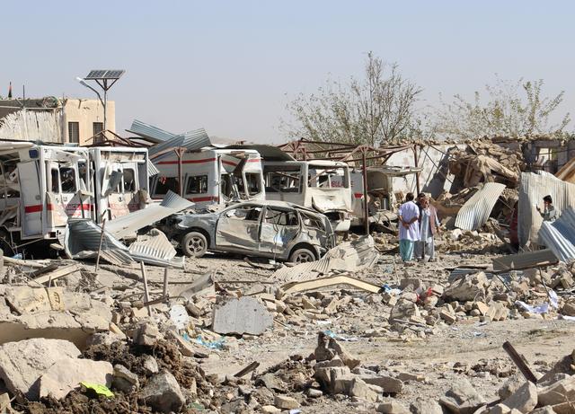 Damaged vehicles are seen at the site of a car bomb attack in Qalat, capital of Zabul province, Afghanistan September 19, 2019. REUTERS/Stringer