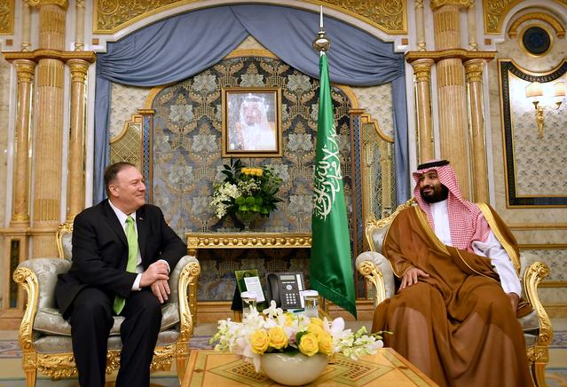U.S. Secretary of State Mike Pompeo takes part in a meeting with Saudi Arabia's Crown Prince Mohammed bin Salman in Jeddah, Saudi Arabia, September 18, 2019. Mandel Ngan/Pool via REUTERS