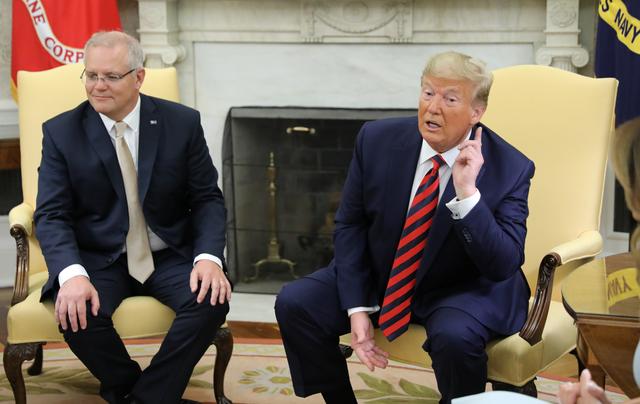 U.S. President Donald Trump speaks to reporters as he meets with Australia’s Prime Minister Scott Morrison in the Oval Office of the White House in Washington, U.S., September 20, 2019. REUTERS/Jonathan Ernst