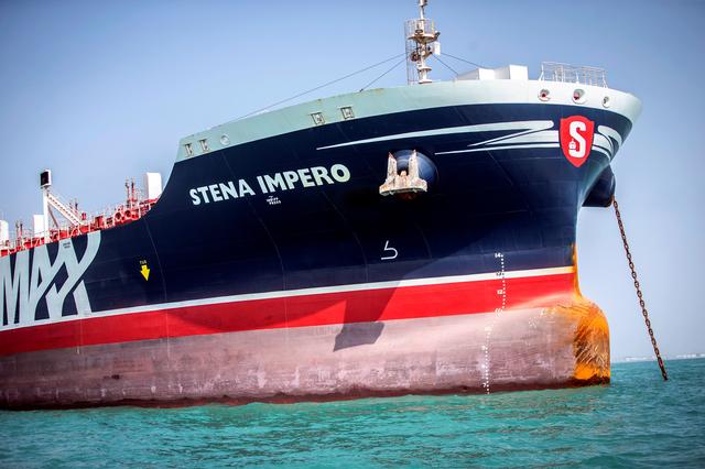 FILE PHOTO: Stena Impero, a British-flagged vessel owned by Stena Bulk, is seen at undisclosed place off the coast of Bandar Abbas, Iran August 22, 2019. Nazanin Tabatabaee/WANA (West Asia News Agency) via REUTERS. 