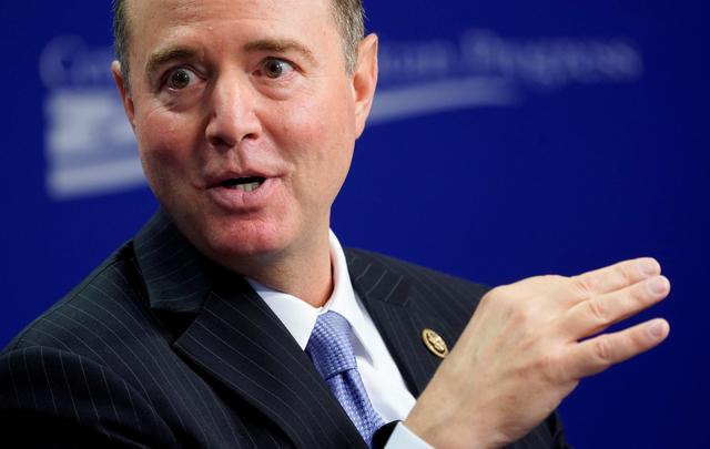 FILE PHOTO: House Intelligence Committee Chairman Adam Schiff (D-CA) listens to a question from the moderator during a discussion on the Mueller investigation at a Center for American Progress (CAP) forum in Washington, U.S., July 23, 2019.  REUTERS/Kevin Lamarque/File Photo