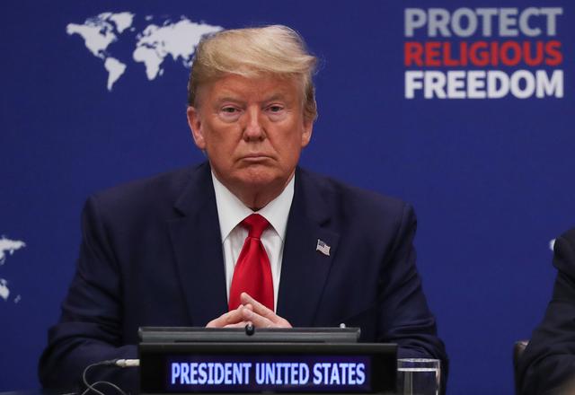 U.S. President Donald Trump attends the Global Call to Protect Religious Freedom event at U.N. headquarters in New York City, New York, U.S., September 23, 2019. REUTERS/Jonathan Ernst