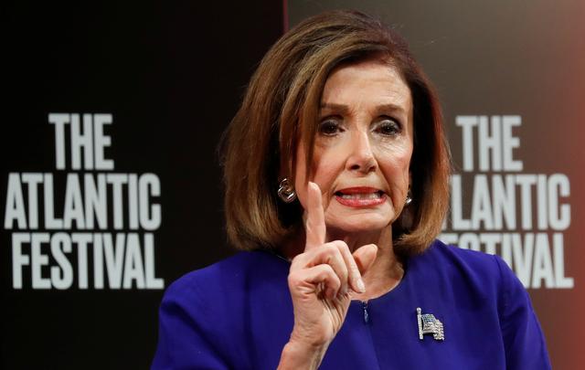 Speaker of the House Nancy Pelosi speaks at the Atlantic Festival in Washington, U.S., September 24, 2019.  REUTERS/Kevin Lamarque