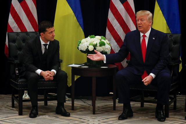 U.S. President Donald Trump speaks during a bilateral meeting with Ukraine's President Volodymyr Zelenskiy on the sidelines of the 74th session of the United Nations General Assembly (UNGA) in New York City, New York, U.S., September 25, 2019. REUTERS/Jonathan Ernst