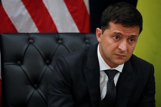 Ukraine's President Volodymyr Zelenskiy listens during a bilateral meeting with U.S. President Donald Trump on the sidelines of the 74th session of the United Nations General Assembly (UNGA) in New York City, New York, U.S., September 25, 2019. REUTERS/Jonathan Ernst