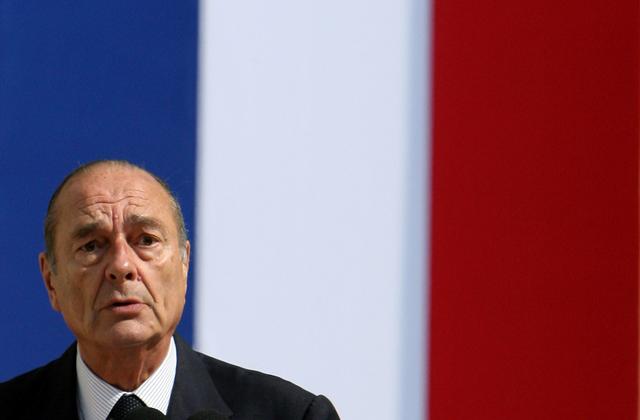 FILE PHOTO: France's President Jacques Chirac delivers a speech as he presides over a French citizen naturalization ceremony in Tours, France, June 29, 2006.  REUTERS/Philippe Wojazer/File Photo