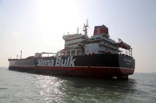 Stena Impero, a British-flagged vessel owned by Stena Bulk, which was seized by Iran's Revolutionary Guard, left Iran's Bandar Abbas port and heads to Port Rashid in Dubai, at Bandar Abbas, Iran September 27, 2019. FARS NEWS/WANA (West Asia News Agency) via REUTERS  