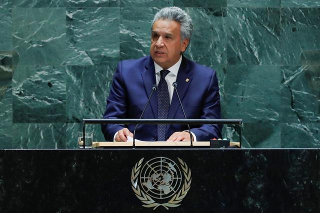 FILE PHOTO: Ecuador's President Lenin Moreno Garces addresses the 74th session of the United Nations General Assembly at U.N. headquarters in New York City, New York, U.S., September 25, 2019. REUTERS/Eduardo Munoz