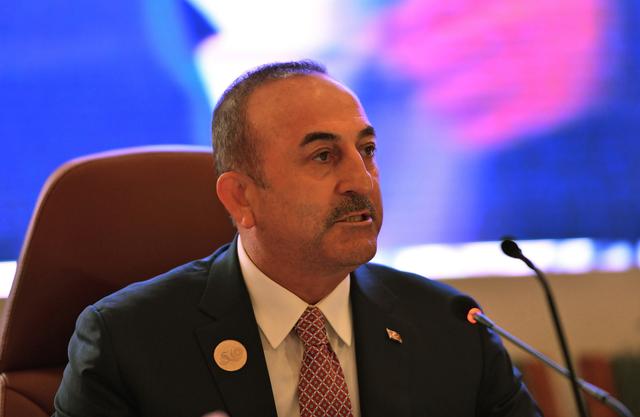 FILE PHOTO: Foreign Minister of Turkey Mevlut Cavusoglu speaks during a preparatory meeting for the GCC, Arab and Islamic summits in Jeddah, Saudi Arabia, May 29, 2019.  REUTERS/Waleed Ali