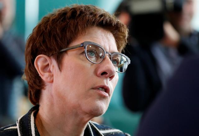 FILE PHOTO: German Defence Minister Annegret Kramp-Karrenbauer attends the weekly cabinet meeting in Berlin, Germany, September 18, 2019.    REUTERS/Fabrizio Bensch