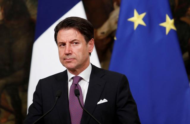FILE PHOTO: Italian Prime Minister Giuseppe Conte addresses the media ahead of a working dinner with French President Emmanuel Macron, in Rome, Italy September 18, 2019. REUTERS/Remo Casilli/File Photo