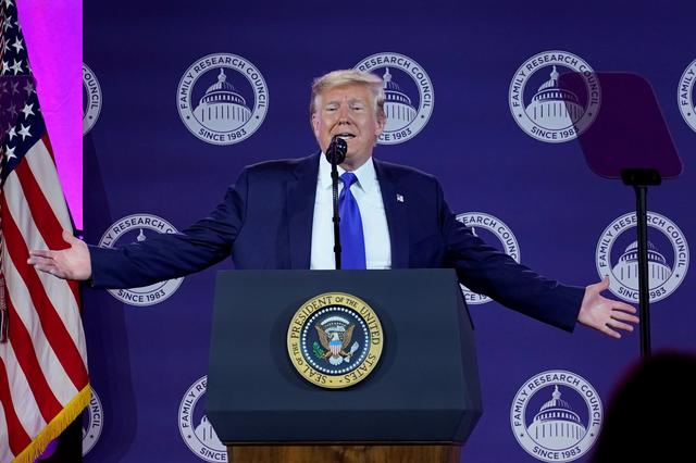 FILE PHOTO: U.S. President Donald Trump addresses conservative activists at the Family Research Council's annual gala in Washington, U.S., October 12, 2019. REUTERS/Yuri Gripas