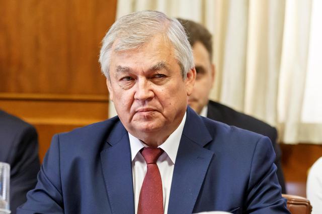 FILE PHOTO: Russia's special envoy on Syria Alexander Lavrentiev attends a meeting during consultations on Syria at the European headquarters of the United Nations in Geneva, Switzerland September 11, 2018. Salvatore Di Nolfi/Pool via REUTERS