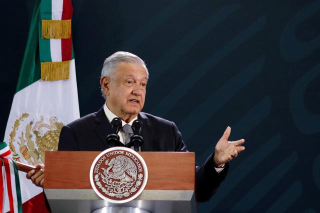 FILE PHOTO: Mexico's President Andres Manuel Lopez Obrador holds his daily news conference in Oaxaca, Mexico October 18, 2019. REUTERS/Jorge Luis Plata