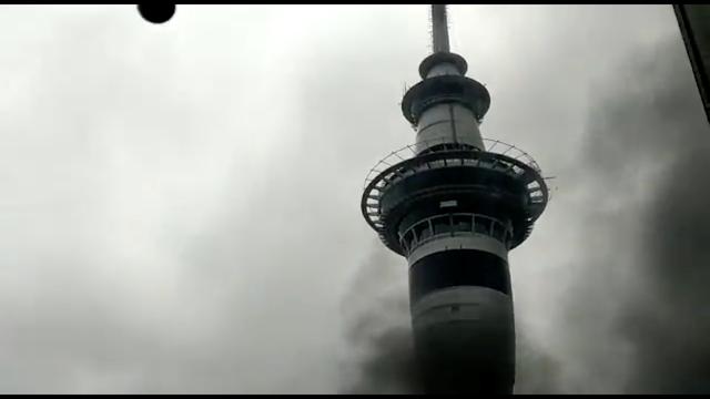 Smoke rises as a fire blazes at Sky City Convention Centre, which is under construction in Auckland, New Zealand, October 22, 2019, in this still image taken from video obtained from social media. Amy Wadsworth via REUTERS
