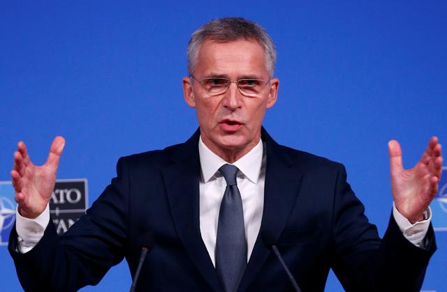NATO Secretary-General Jens Stoltenberg holds a news conference ahead of a two-day NATO defence ministers meeting at the alliance's headquarters in Brussels, Belgium October 23, 2019. REUTERS/Francois Lenoir