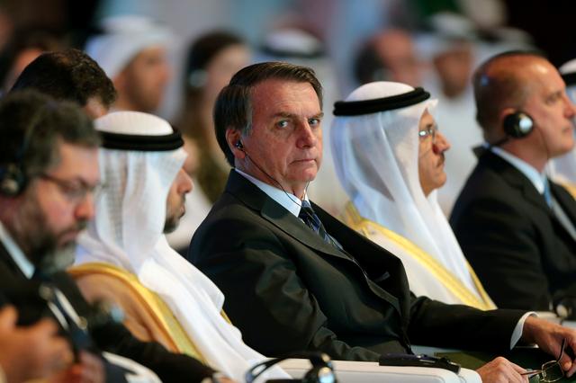 FILE PHOTO: Brazilian President Jair Bolsonaro attends the UAE-Brazil Business Forum in Abu Dhabi, UAE, October 27, 2019. REUTERS/Satish Kumar/File Photo