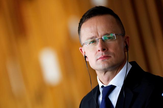FILE PHOTO: Hungarian Foreign Minister Peter Szijjarto attends a news conference at the Itamaraty Palace in Brasilia, Brazil October 8, 2019. REUTERS/Adriano Machado/File Photo