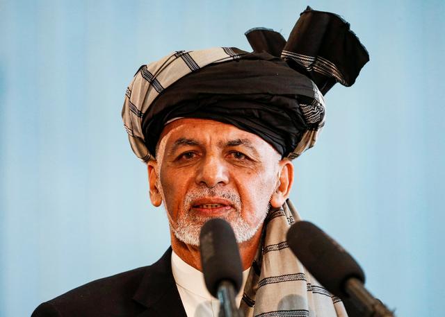 FILE PHOTO: Afghan presidential candidate Ashraf Ghani speaks after casting his vote in the presidential election in Kabul, Afghanistan September 28, 2019. REUTERS/Mohammad Ismail