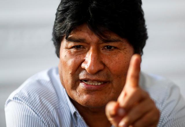 FILE PHOTO: Former Bolivian President Evo Morales gestures during an interview with Reuters, in Buenos Aires, Argentina December 24, 2019. REUTERS/Agustin Marcarian