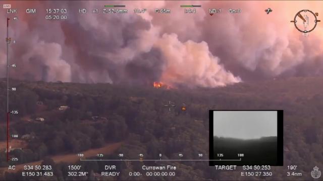 Thick plumes of smoke rise from bushfires at Clyde Mountain, New South Wales, Australia January 4, 2020 in this aerial still image taken from a social media video. NSW Rural Fire Service via REUTERS