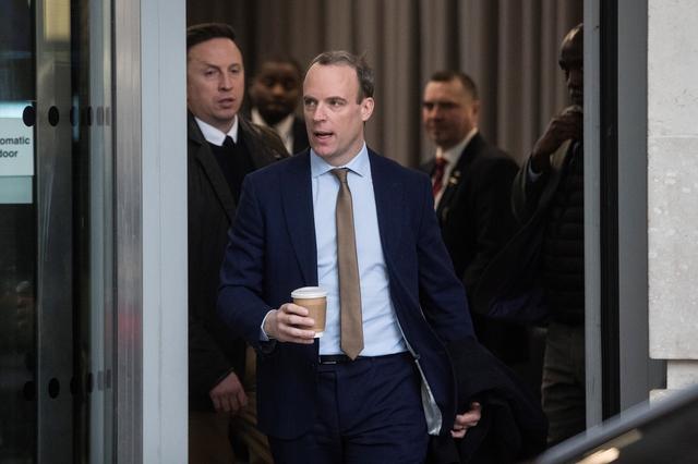Britain's Foreign Secretary Dominic Raab leaves the BBC Headquarters after appearing on The Andrew Marr Show in London, Britain January 5, 2020. REUTERS/Simon Dawson