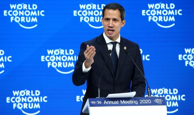 Venezuela's National Assembly President and opposition leader Juan Guaido, who many nations have recognised as the country's rightful interim ruler, delivers a special address during the 50th World Economic Forum (WEF) annual meeting in Davos, Switzerland, January 23, 2020. REUTERS/Denis Balibouse