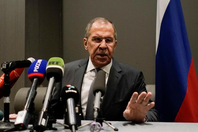 Russian Foreign Minister Sergei Lavrov gestures as he speaks during a news conference, in Mexico City, Mexico February 6, 2020. REUTERS/Alexandre Meneghini