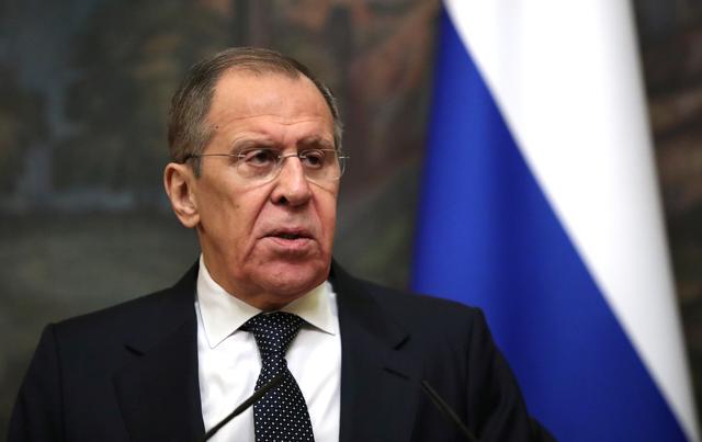 FILE PHOTO: Russian Foreign Minister Sergei Lavrov attends a news conference with his Jordanian counterpart Ayman Safadi following their talks in Moscow, Russia February 19, 2020. REUTERS/Evgenia Novozhenina