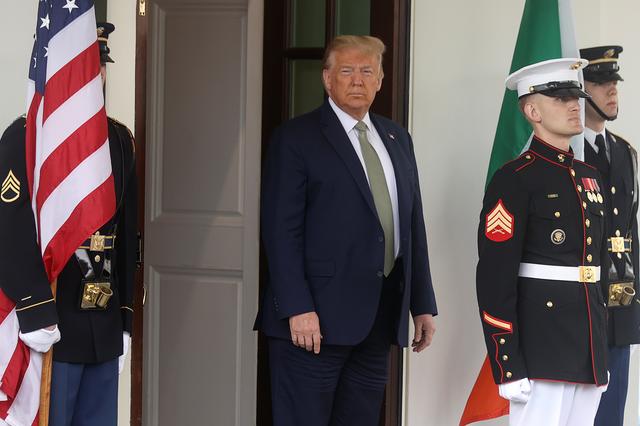 U.S. President Donald Trump awaits the arrival of  Ireland's Prime Minister, Taoiseach Leo Varadkar at the White House in Washington, U.S., March 12, 2020. REUTERS/Jonathan Ernst