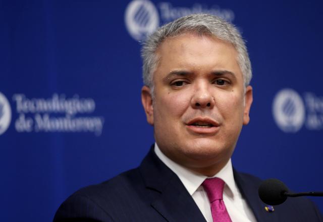 FILE PHOTO: Colombia's President Ivan Duque holds a news conference at the Tecnologico de Moneterrey in Mexico City, Mexico March 10, 2020. REUTERS/Luisa Gonzalez/File Photo
