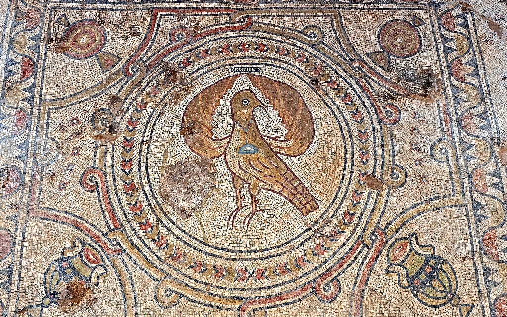 The Eagle, symbol of the Byzantine Empire, discovered at a Byzantine-era church complex in Ramat Beit Shemesh, October 2019. (Asaf Peretz, Israel Antiquities Authority)