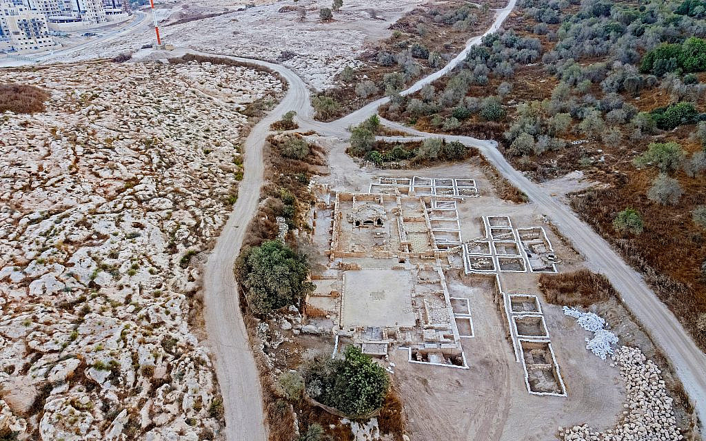 Site of the church exposed in Ramat Beit Shemesh, October 2019. (Asaf Peretz, Israel Antiquities Authority)