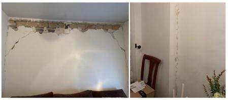 Grietas identificadas en un edificio afectado en Atarfe Grietas identificadas en un edificio afectado en Atarfe
