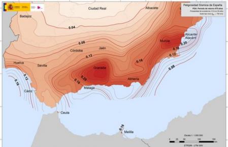 Principales zonas sísmicas del sur de la península Ibérica