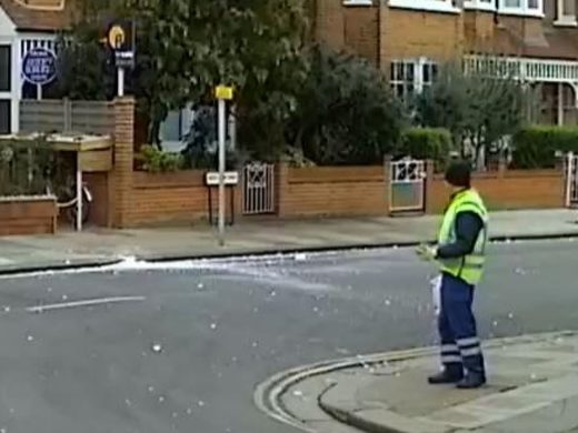 The ice smashed into pieces in North Road.